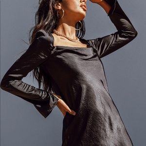 Black Silk Princess Polly Dress Long Sleeve